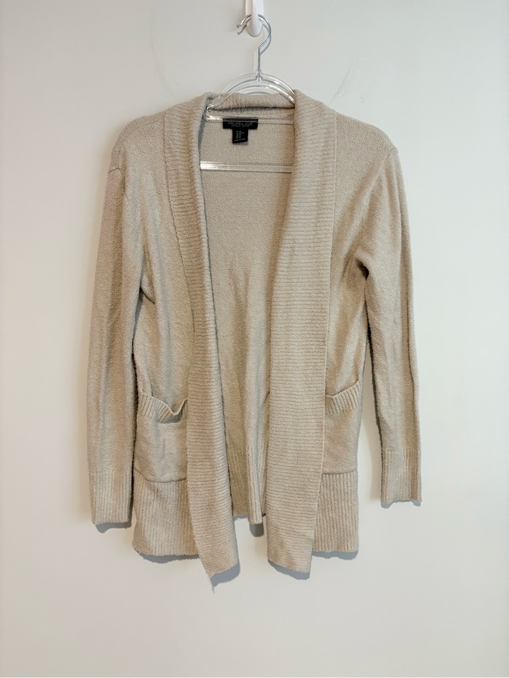 Rachel Zoe Plush Long Sleeve Open‎ Cardigan beige size XS